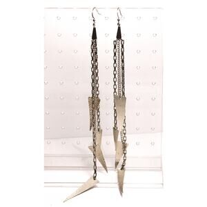 One‑of‑a‑Kind Handmade Silver‑Tone Geometric Drop Earrings – Long Art Dangles
